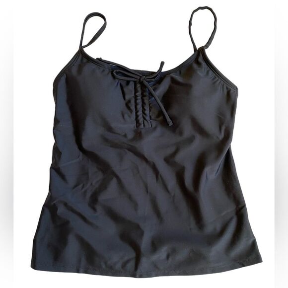 NWT Salt + Cove Tie Front Tankini Top Women's Sz XS Black Swim Top Beach Summer - Picture 4 of 11